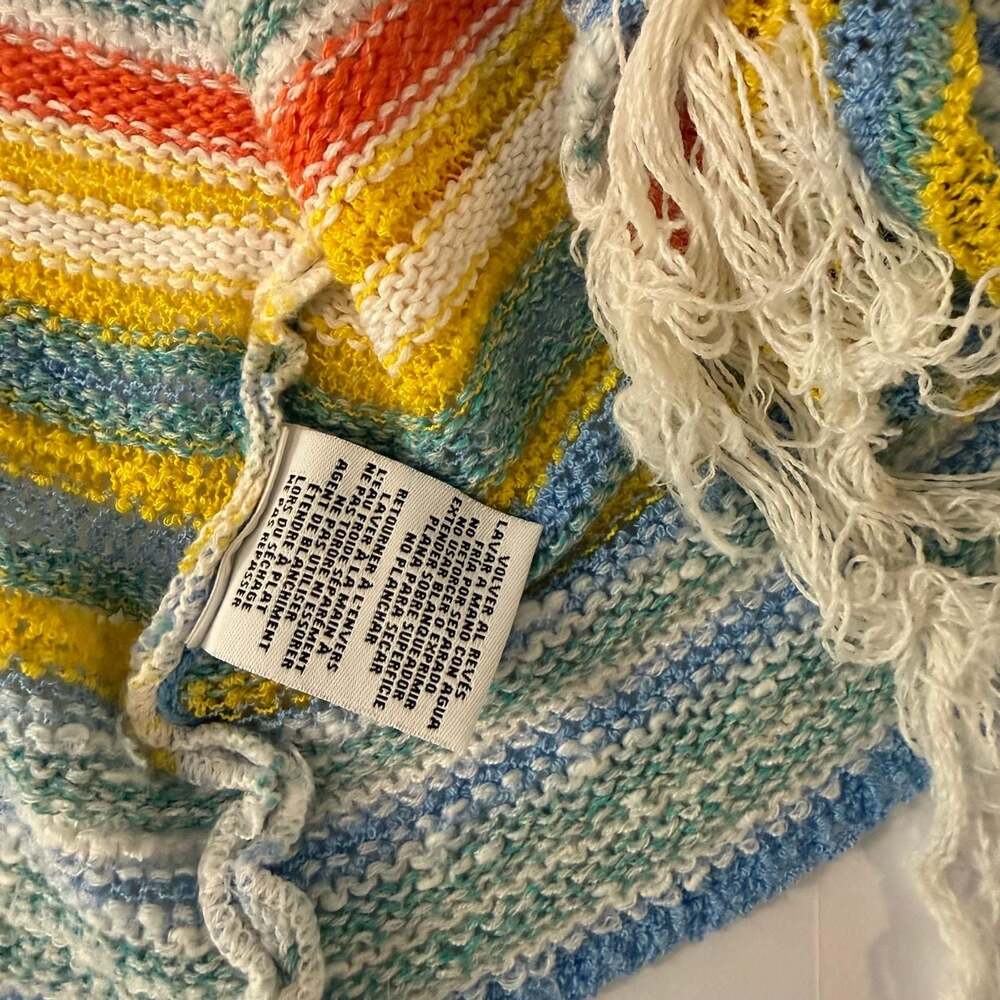 Ruby Rd. Petite Multicolor Striped Fringe Open Front Cardigan Size PL - Picture 6 of 9